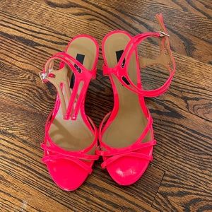 Neon Hot Pink Strappy Sandals Size 8.5